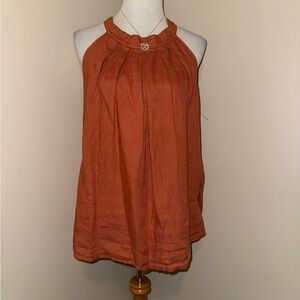 Bellaumbra Halter Neck 100% Linen Top,Size-Large